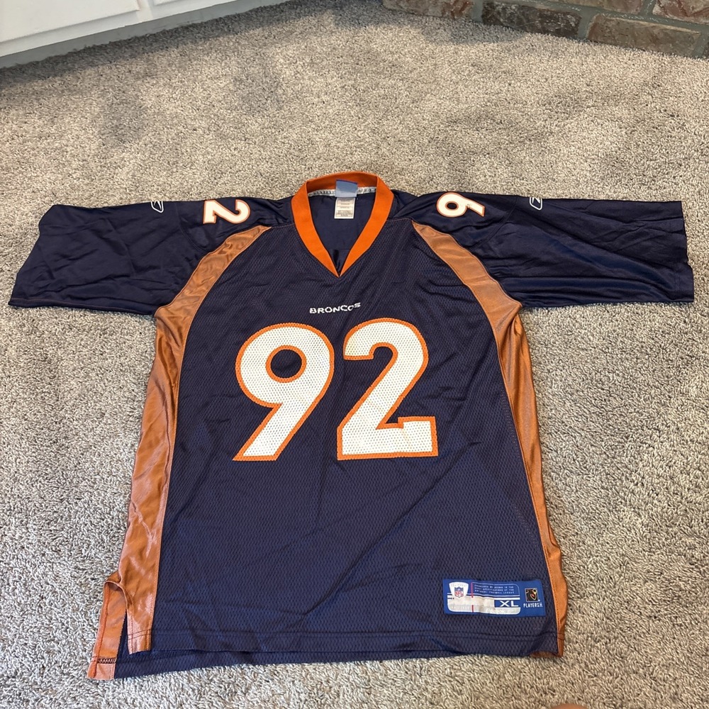 Denver Broncos #92 Elvis Dumervil Jersey Mens Size XL Reebok NFL Football Rare